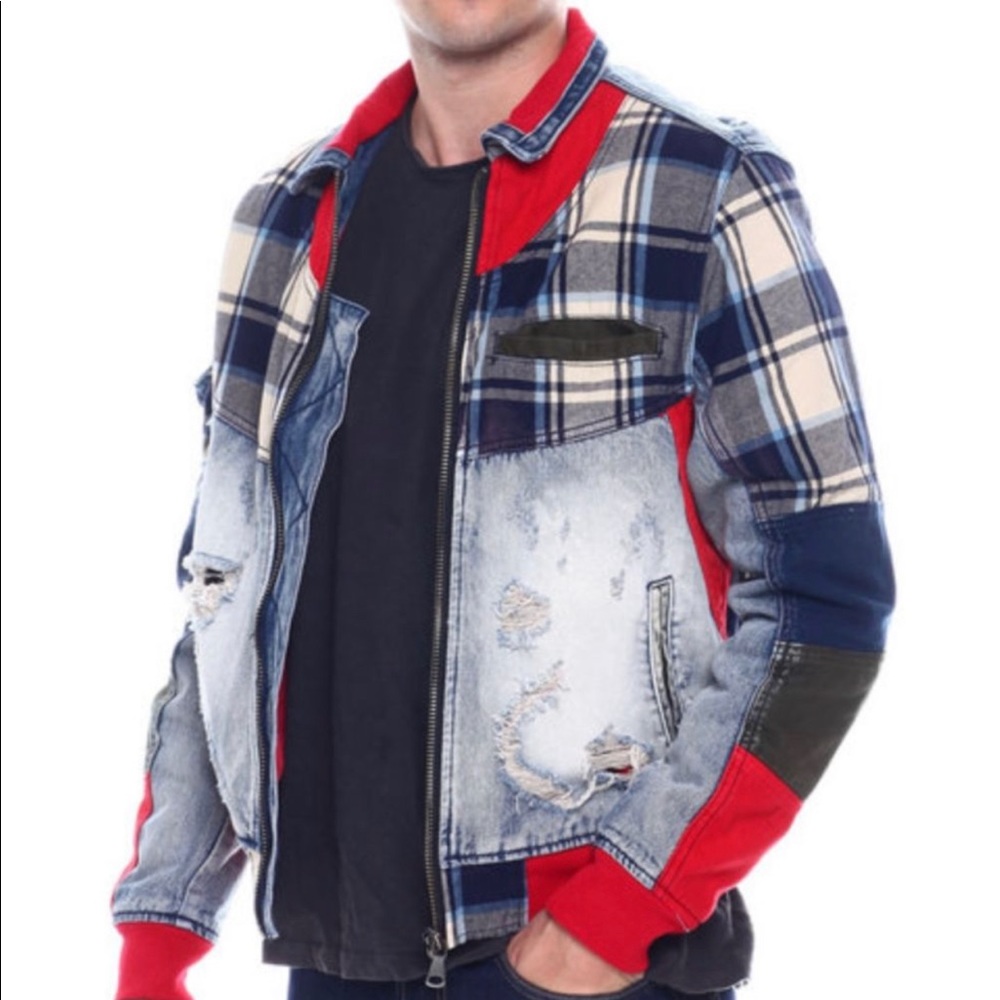 Plaid & denim Jacket